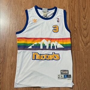 Adidas Allen Iverson Throwback Nuggets White Jersey #3 Size large